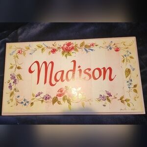 Personalized 'Madison' Floral Wooden Sign